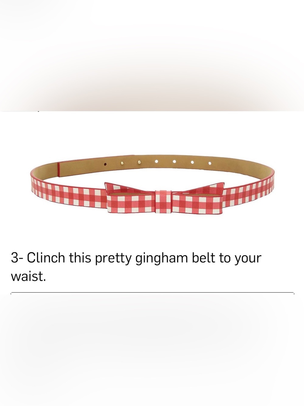 Kate Spade Gingham Bow Waist Belt in Red and White
